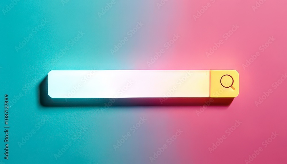 Poster minimalist search engine concept. search bar on a vibrant gradient background for online queries.