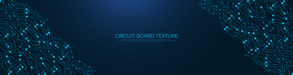 Artificial Intelligence with circuit electric line style. Digital futuristic machine learning design. AI graphic design for website, banner, header, social media, mobile app, UI. Vector illustration