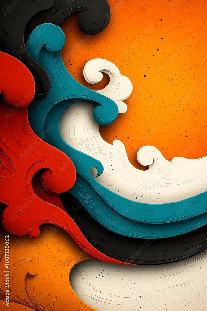 Poster surreal and experimental abstract comic book inspired background with vibrant colors dynamic pattern