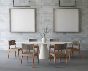 Frames mockup. Living room wall poster mockup. Interior mockup with house background. Modern interior design. 