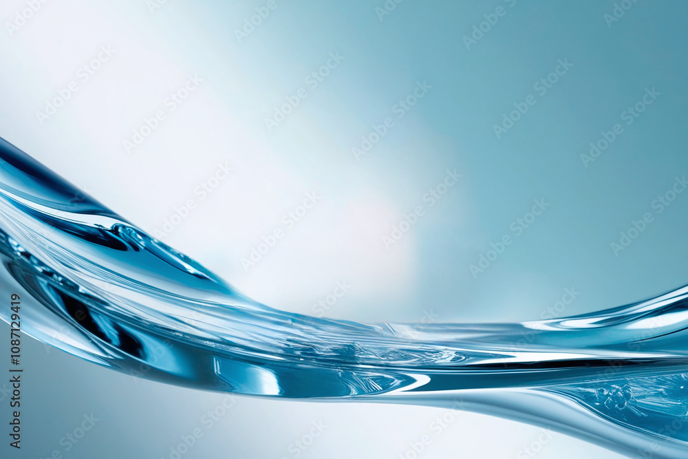 Poster an abstract composition resembling a liquid flow. in the center, a wave-like curve is visible, made 