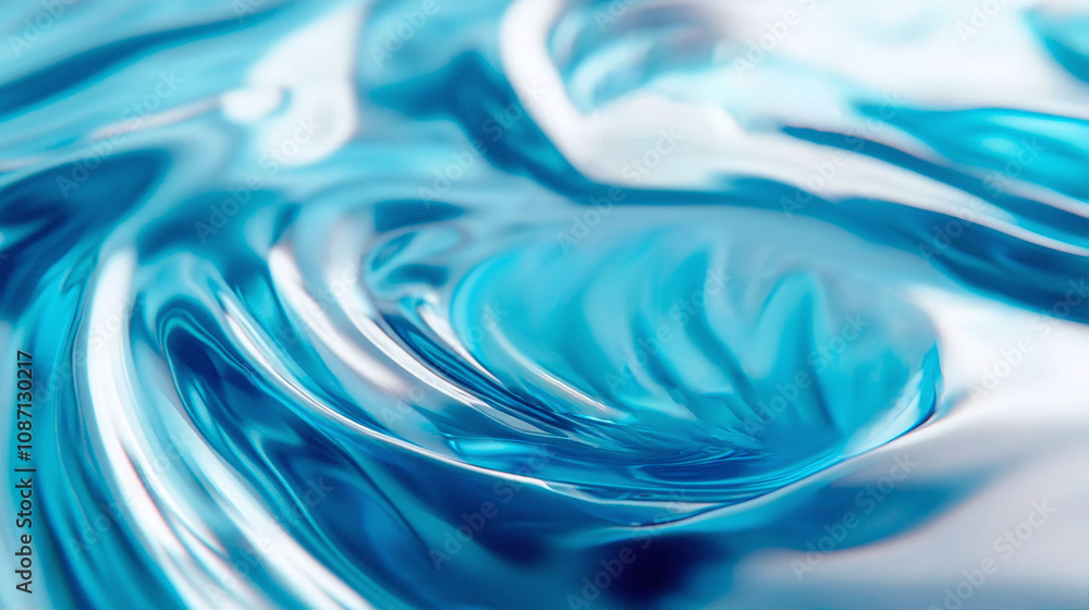 Poster an abstract pattern resembling swirls or waves. the color scheme consists of various shades of blue 