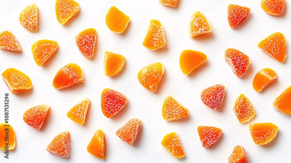 Aufkleber isolated on white background a neatly arranged set of peeled and whole mangos with their rich orange