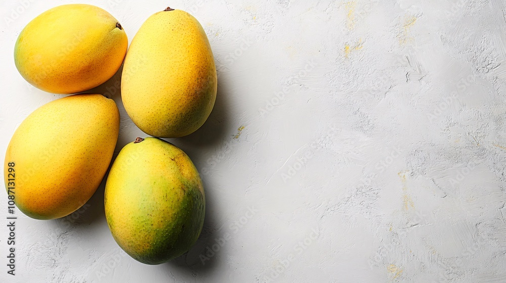 Aufkleber isolated on white background a neatly arranged set of peeled and whole mangos with their rich orange