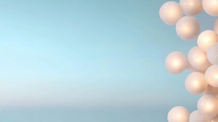 A blue sky with white clouds and a white background