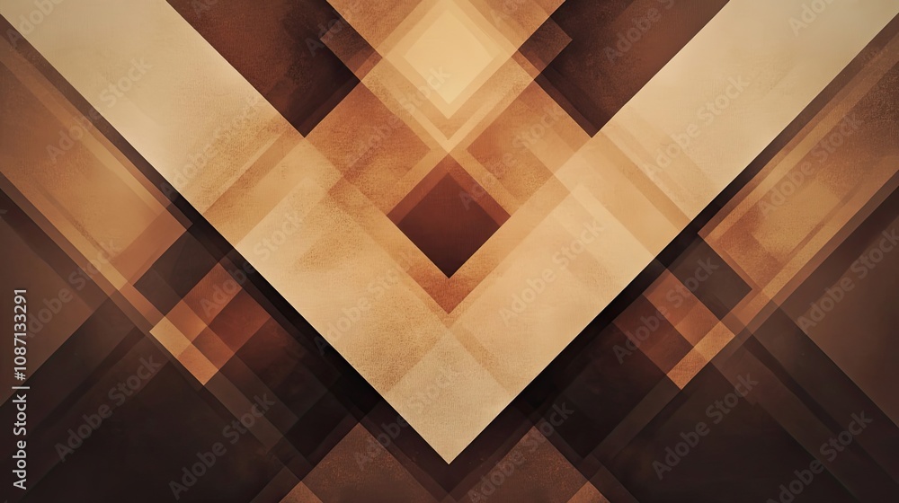 Poster abstract geometric pattern with intersecting brown and beige shapes
