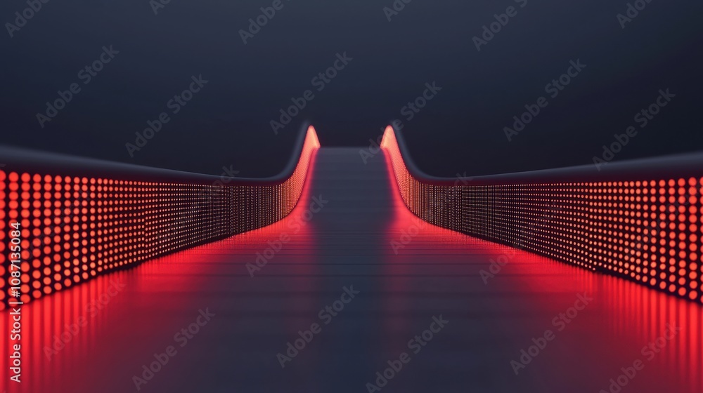 Canvas Prints A bridge with red lights on it