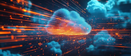 Fototapeta premium Futuristic Cloud Computing Digital Technology Big Data Transfer