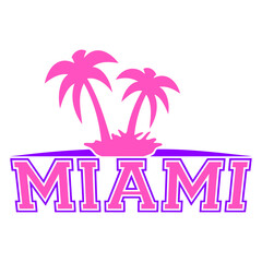 Naklejka premium Miami Beach Florida USA Palms Sun America Fun Text Design Lover Art Vector Illustration Card T-Shirt Poster Sticker Graphic Print Decorative Drawing Isolated Logo Decoration Symbol Creative Cool Style