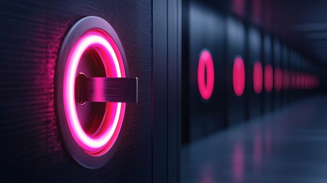 A door with a red button on it