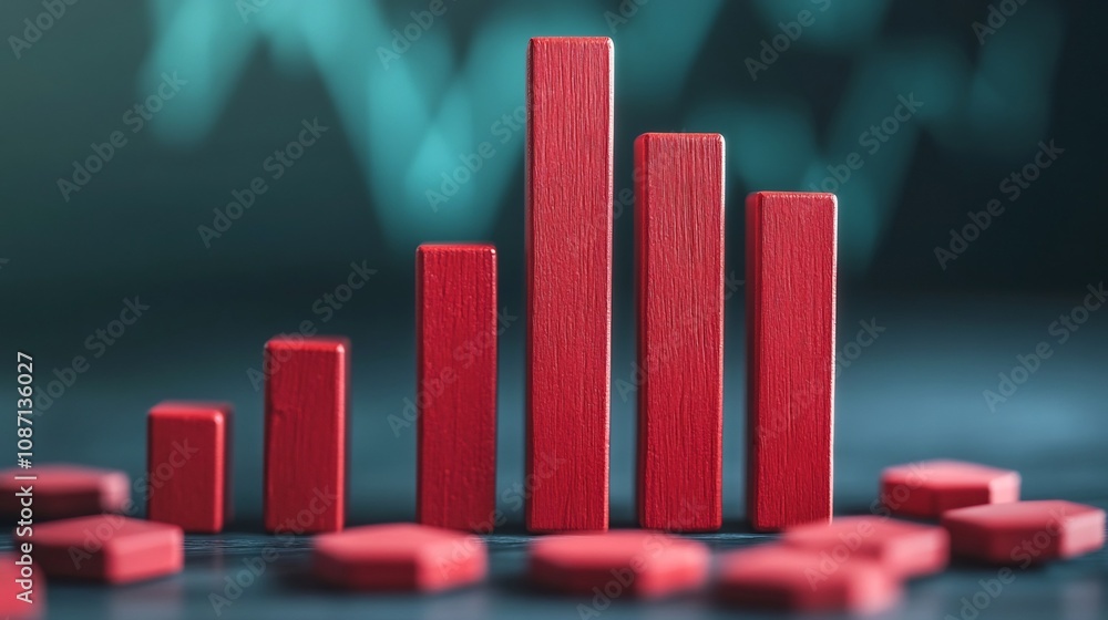 Aufkleber visualizing economic uncertainty:3d of a collapsing market graph