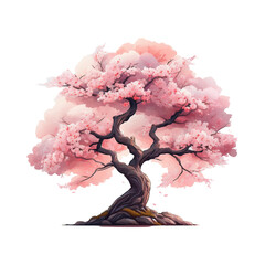 Cherry blossom art isolate on PNG.