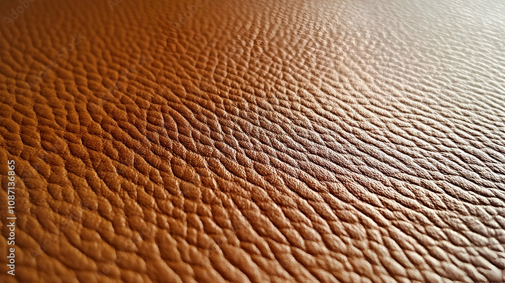 Poster close-up macro shot of a brown leather texture with a wavy pattern