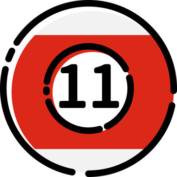 recommend clip art: Sports outline icons-Number 11 Billiard Ball