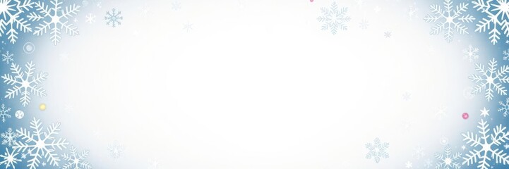 Snowflake border vector illustration for Christmas card design with intricate snowflake patterns and festive colors, border