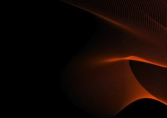 Dynamic Flow of Orange Lines on a Black Background Creating a Mesmerizing Wave Pattern