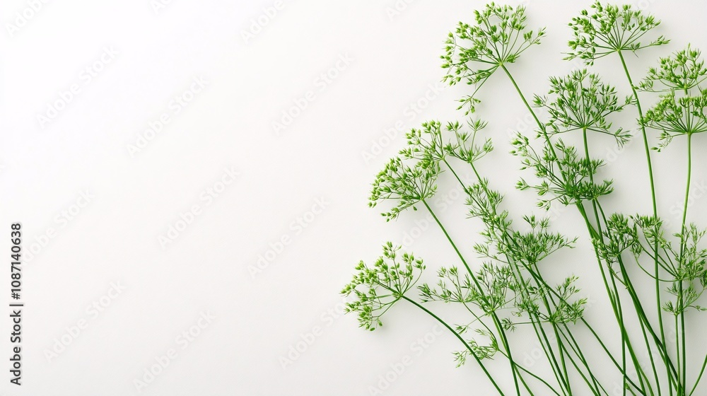 Aufkleber isolated on white background sprigs of dill showcasing its fine feathery leaves in a clean arrangeme