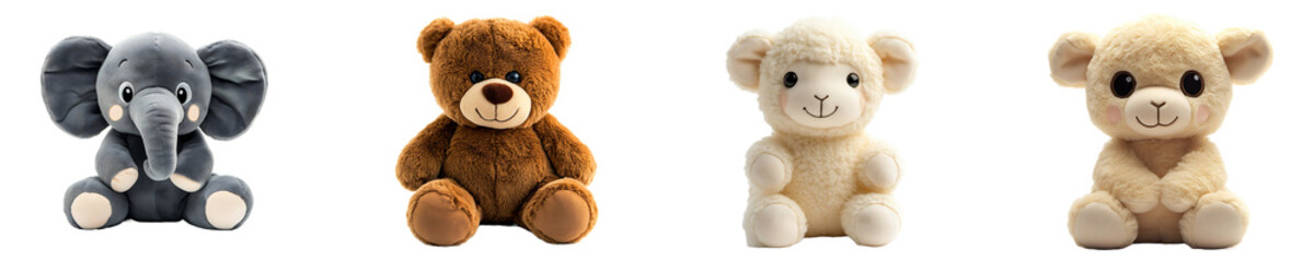 Fototapeta premium Collection, Set of Baby Plush Toy isolated on transparent background.