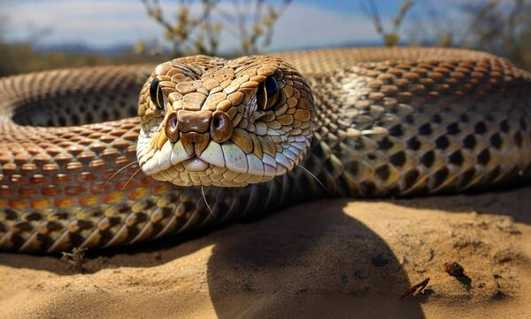 Exploring the Majestic Habitat of the Western Diamondback Rattlesnake in the Desert at Dawn