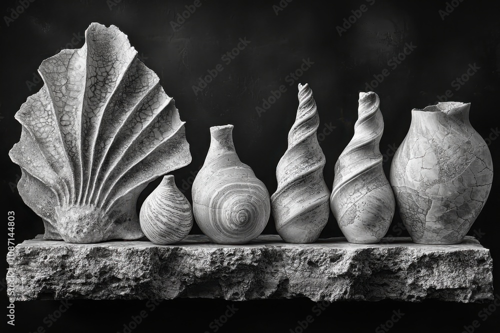 Poster a black and white version of the image emphasizing natural forms modern art gallery photography mini