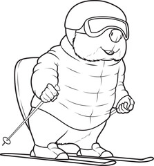Beaver Skier Ski Winter sports Animal Vector Graphic Art Illustration © Markus