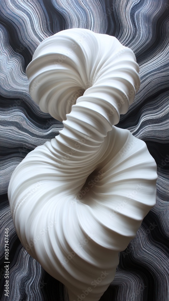Poster a sculptural design featuring intricate twisting forms.