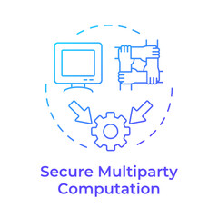 Secure multiparty computation blue gradient concept icon. Type of privacy enhancing technologies. Data clean rooms. Round shape line illustration. Abstract idea. Graphic design. Easy to use in article