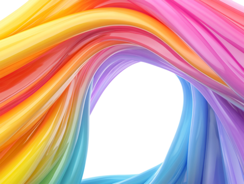 Rainbow wave abstract frame background against transparent background for dynamic and engaging visuals
