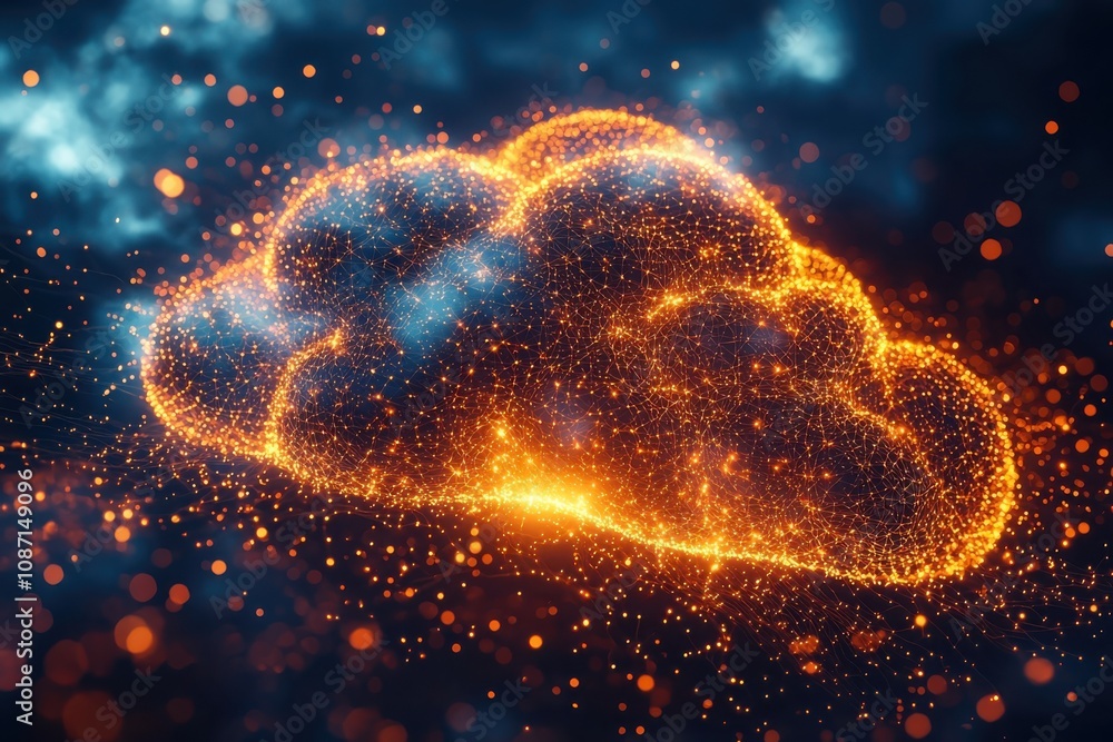 Poster illuminating neural network concept colorful cloud structure digital environment abstract visualizat