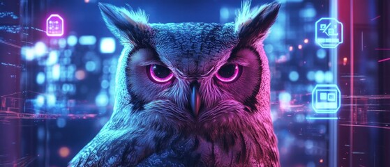 A stylized owl against a backdrop of financial data and graphs, symbolizing wisdom in trading.