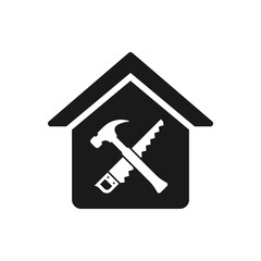 House renovation. Home repair icon flat style isolated on white background. Vector illustration