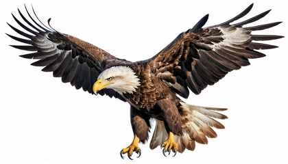 Obraz premium Majestic Bald Eagle Portrait on White Background Wildlife Photography Concept. 