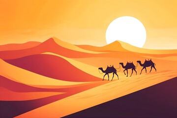 Beautiful autumn mountain landscape. Vector illustration. winter Vector art style landscape. Sunset in mountains illustration, nature, vector, background, hill, sky, mountain, tree, environment,