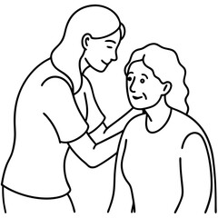 woman caring for elderly human