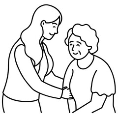 woman caring for elderly human