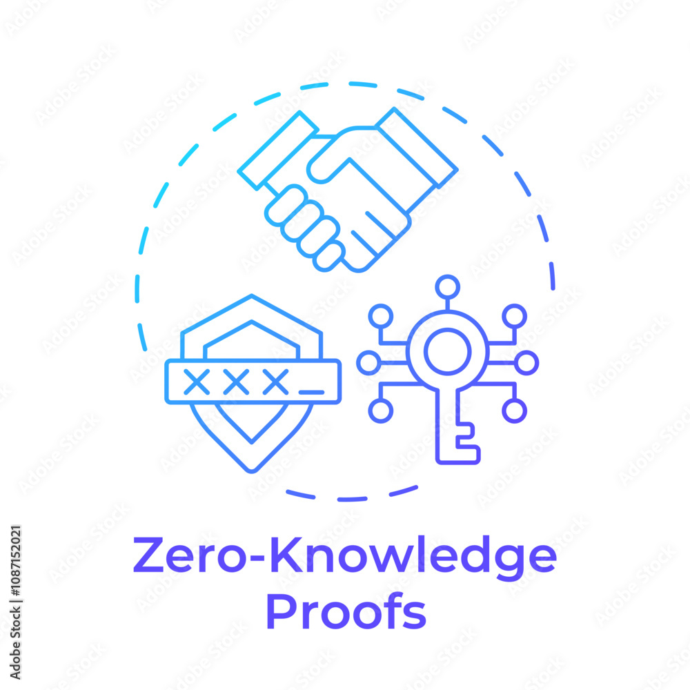 Aufkleber zero-knowledge proofs blue gradient concept icon. type of privacy enhancing technologies. secure ver