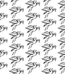 Seamless decorative pattern with Pegasus, winged horse.