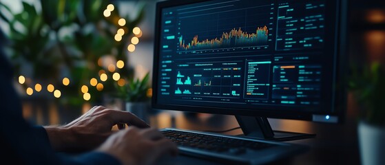 Person analyzing data on a modern computer