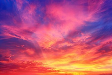 Fototapeta premium Sunset Paints Sky with Vivid Colors, Majestic Cloudscape at Dusk