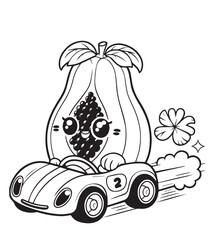 coloring education cute papaya race car speed