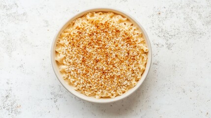 Creamy Macaroni with Spiced Topping in a Bowl