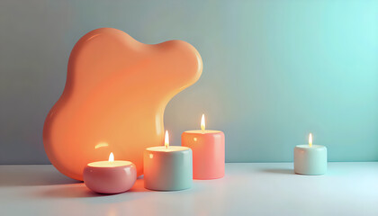 Abstract colorful candles shape, minimalist background design, 3d render