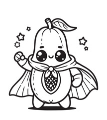 Coloring page design papaya superhero costume 