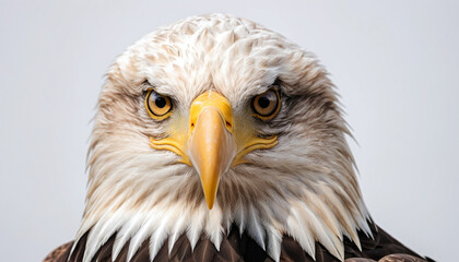 Obraz premium Majestic Bald Eagle Portrait on White Background Wildlife Photography Concept. 