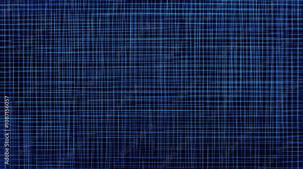 Poster Abstract blue grid pattern in a digital style, creating a modern background with intersecting lines and geometric shapes suitable for various design projects.
