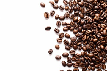 Naklejka premium Patterned Layout of Various Coffee Beans on a White Background Isolated and Upscaled Ideal for Beverage, Food, or Lifestyle Photography Projects
