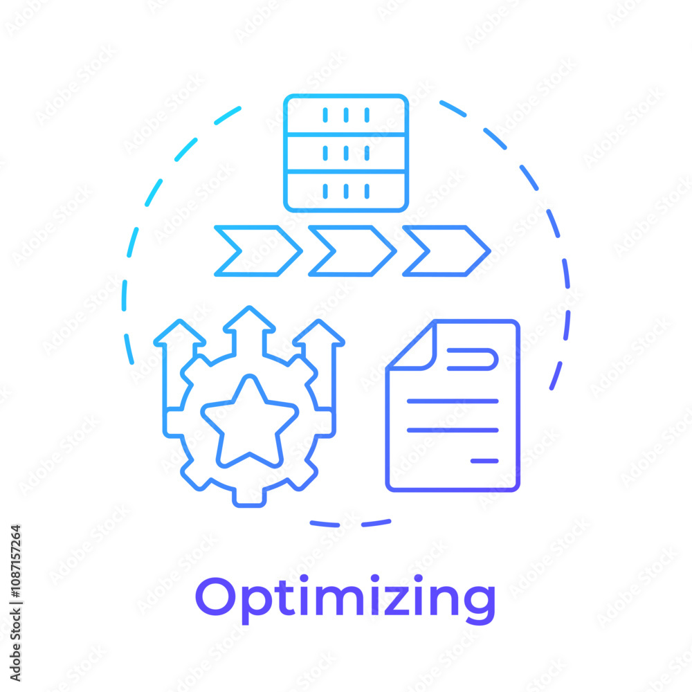 Aufkleber optimizing stage blue gradient concept icon. data governance maturity model. continuous improvement.