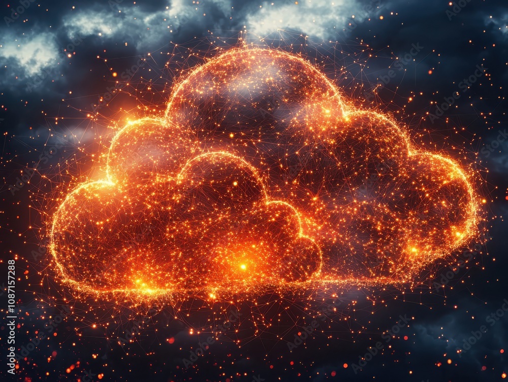 Poster exploring the future of cloud computing abstract data visualization digital landscape virtual enviro