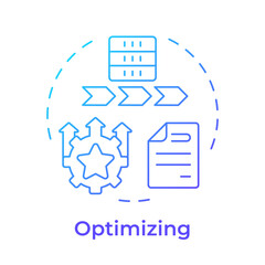 Optimizing stage blue gradient concept icon. Data governance maturity model. Continuous improvement. Round shape line illustration. Abstract idea. Graphic design. Easy to use in article