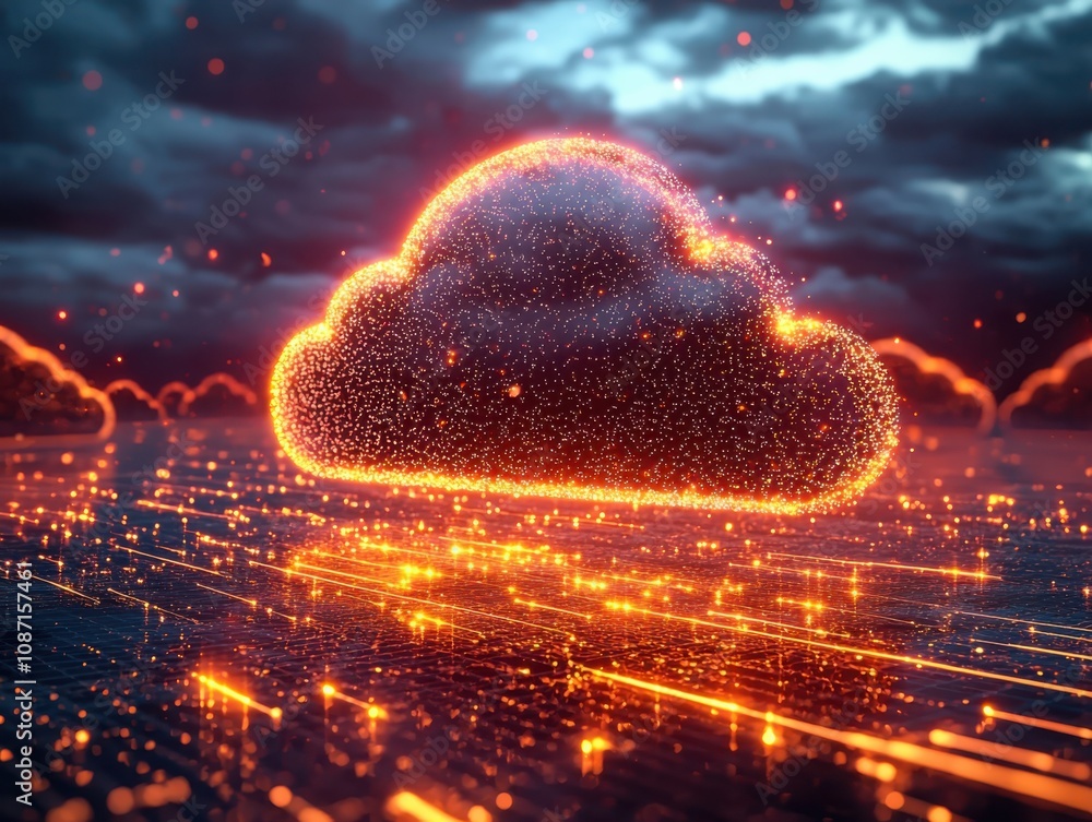 Poster transforming data management a futuristic cloud computing concept digital realm abstract visualizati